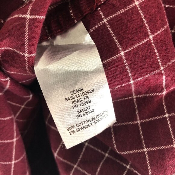 Simply Styled by Sears Mens Button Down Shirt Thick Cotton Plaid Burgundy XL - Picture 4 of 4